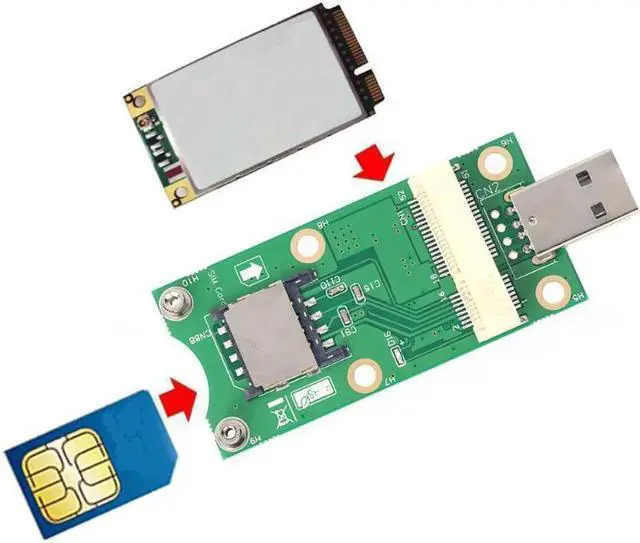 Alt view image 6 of 6 - Mini Wireless PCI-E to USB Adapter with SIM 8 Pin Card Slot for WWAN/LTE Module Converts 3G/4G Wireless Mini-Card to USB Port