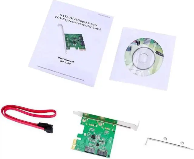 Alt view image 3 of 5 - PCI Express PCIE PCI E SATA Card SATA Controller 2 Port SATA 3 PCIe 2.0 x1 Card Low Profile Bracket ASMedia ASM1061 Chips