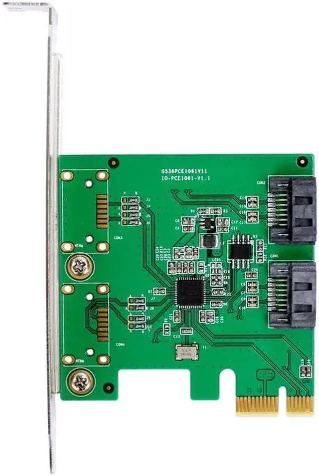 Alt view image 2 of 5 - PCI Express PCIE PCI E SATA Card SATA Controller 2 Port SATA 3 PCIe 2.0 x1 Card Low Profile Bracket ASMedia ASM1061 Chips