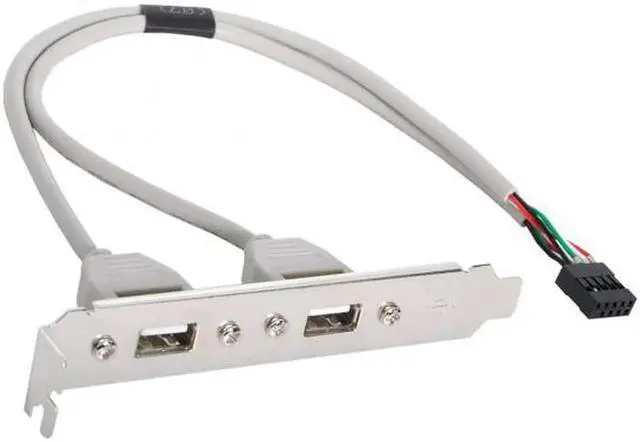 Alt view image 6 of 7 - Aomoproing PCI-E USB 2.0 A type Female Screw to Motherboard 9p header cable with bracket