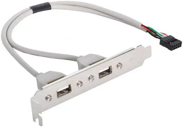 Alt view image 5 of 7 - Aomoproing PCI-E USB 2.0 A type Female Screw to Motherboard 9p header cable with bracket