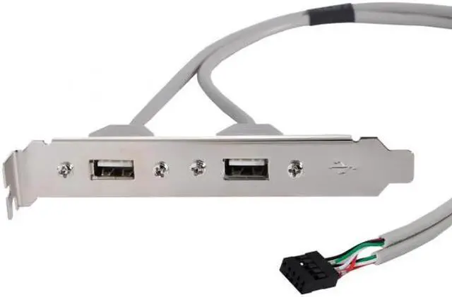 Alt view image 2 of 7 - Aomoproing PCI-E USB 2.0 A type Female Screw to Motherboard 9p header cable with bracket