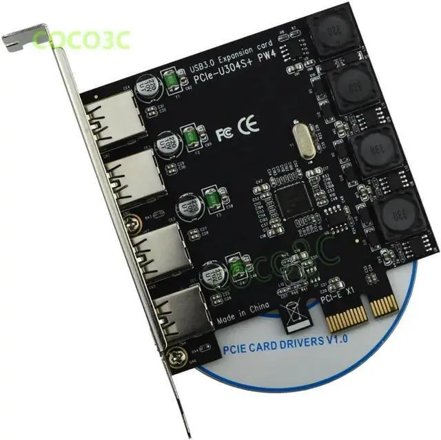 Alt view image 3 of 6 - PCI-e 4 USB 3.0 Card PCIe PCI Express to External 4-Port USB3.0 Convertor NEC D720201 No external Power Supply