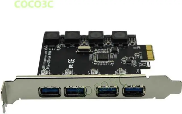 Alt view image 4 of 6 - PCI-e 4 USB 3.0 Card PCIe PCI Express to External 4-Port USB3.0 Convertor NEC D720201 No external Power Supply