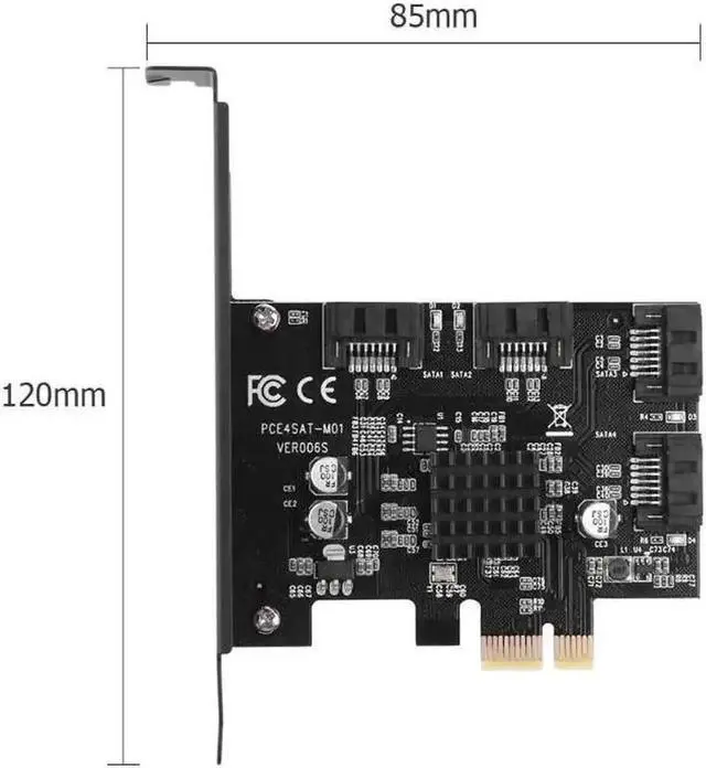 Alt view image 3 of 6 - PCI Express PCIE To SATA 4 x SATA3.0 Interfaces 6G Expansion Controller Adapter Card