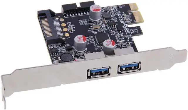 Main image of 2 Ports PCI-E PCI Express PCI Card To USB3.0 + 19 Pin Adapter Connector For for Standard Desktop PC