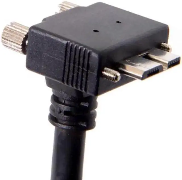 Alt view image 3 of 7 - Aomoproing 5.0M 90 Degree Up Angled Micro USB Screw Mount to 3.0 Data Cable for Industrial Camera
