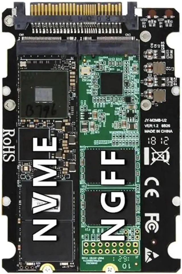 Alt view image 5 of 6 - M.2 SSD to U.2 Adapter 2 in 1 M.2 NVMe Key B/M SSD to PCI e U.2 SFF 8639 Adapter PCIe M2 Converter Desktop Computer