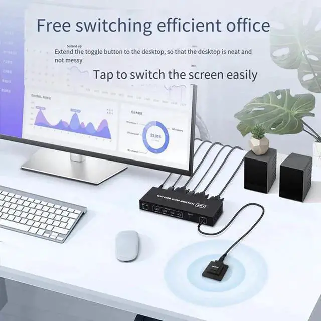 Alt view image 4 of 7 - KVM Switch,KVM Switch 2 in 1 Out for 2 Computers Share Keyboard Mouse and USB 2.0 Devices Support 1920 * 1080P @60Hz (4K*2K @30Hz),