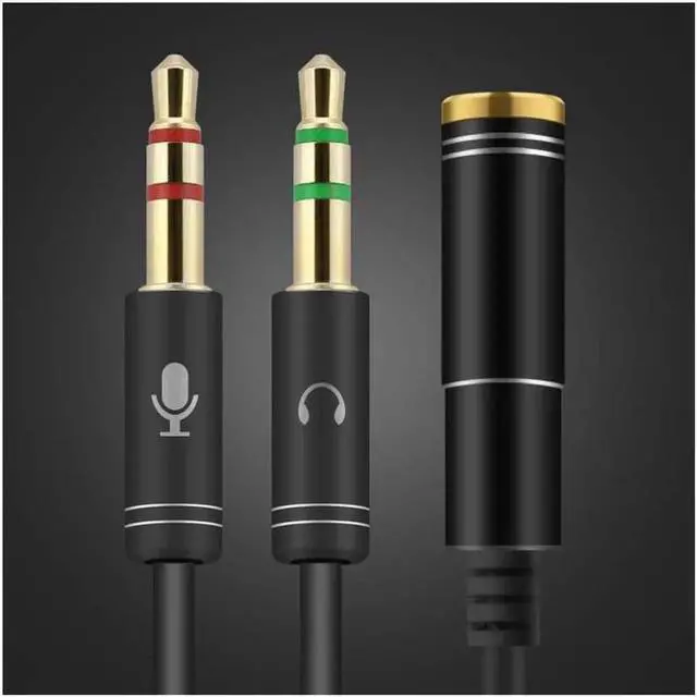 Alt view image 6 of 6 - 3.5mm Audio Mic Y Splitter Cable Headphone Adapter, Black