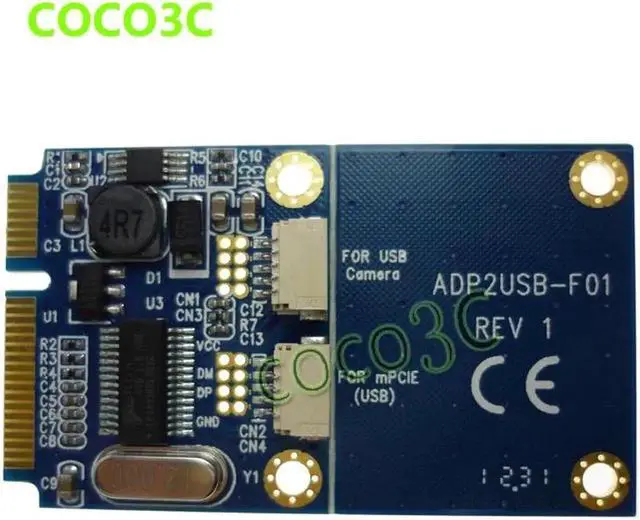 Alt view image 6 of 6 - Mini PCI-e to USB 2.0 2 ports adapter +2 USB2.0 cable mini card support USB WiFi , bluetooth adapter U Flash Card