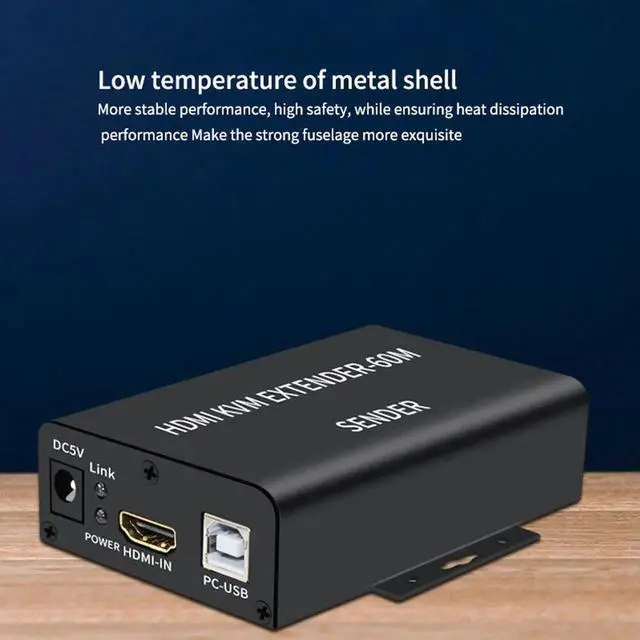 Alt view image 6 of 6 - HDMI-Compatible KVM Extender 60M over Cat5/6 Ethernet Cable 1080P USB Audio Video Converter for PC TV Monitor-EU Plug