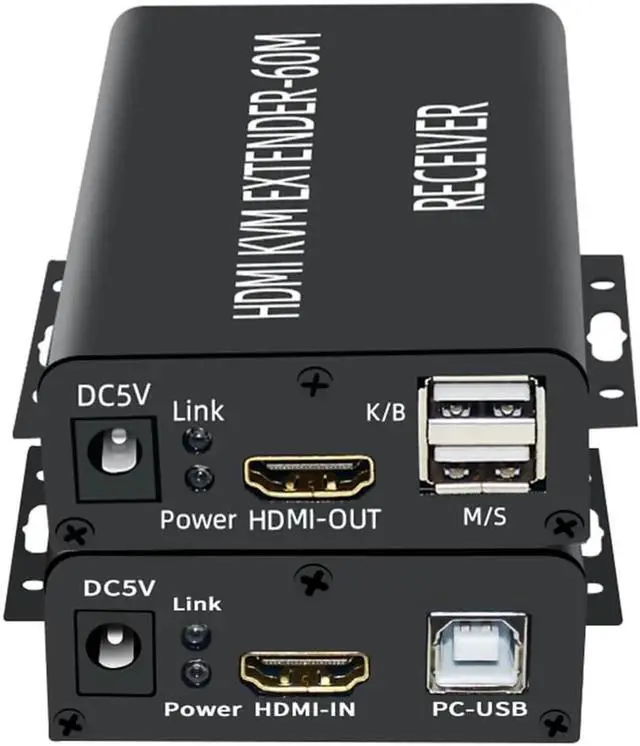 Main image of HDMI-Compatible KVM Extender 60M over Cat5/6 Ethernet Cable 1080P USB Audio Video Converter for PC TV Monitor-EU Plug