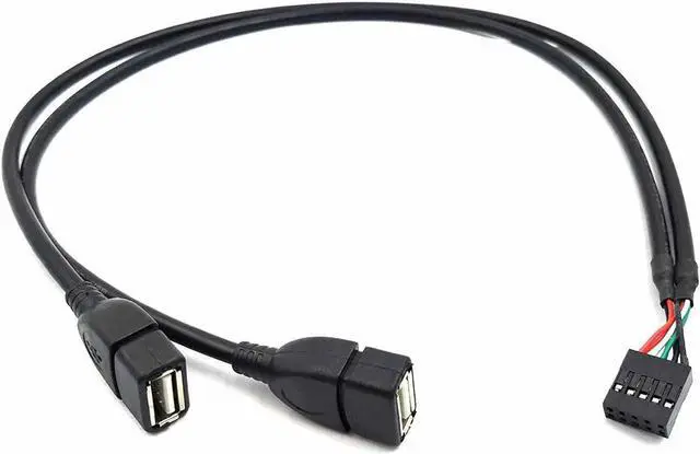 Alt view image 3 of 3 - 30CM 10 Pin Motherboard Female Header to 2 Port Dual USB 2.0 Male Adapter Dupont Y Splitter Cable (10Pin/2AM)