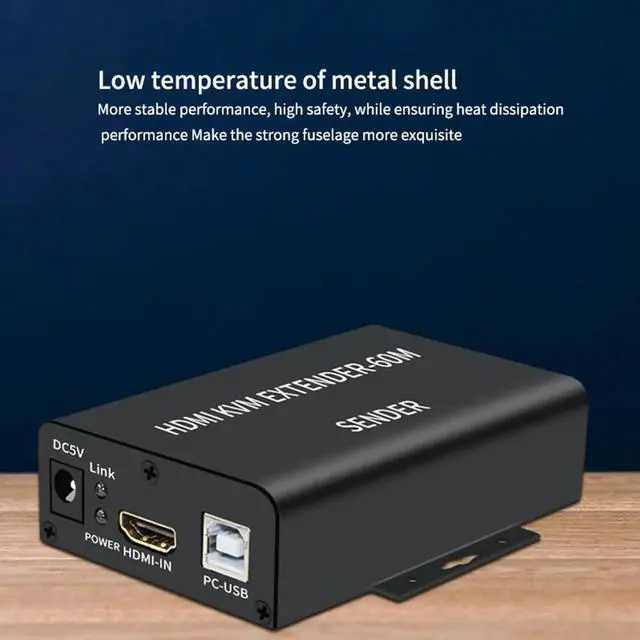 Alt view image 5 of 6 - HDMI-Compatible KVM Extender 60M over Cat5/6 Ethernet Cable 1080P USB Audio Video Converter for PC TV Monitor-EU Plug