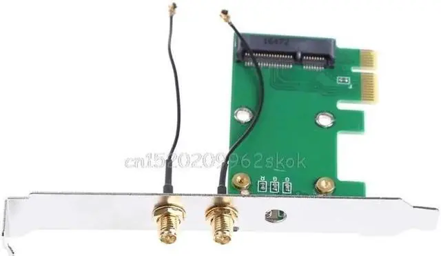 Alt view image 4 of 6 - Wireless Wifi Network Card Mini PCI-E To PCI-E 1X Desktop Adapter + 2 Antennas