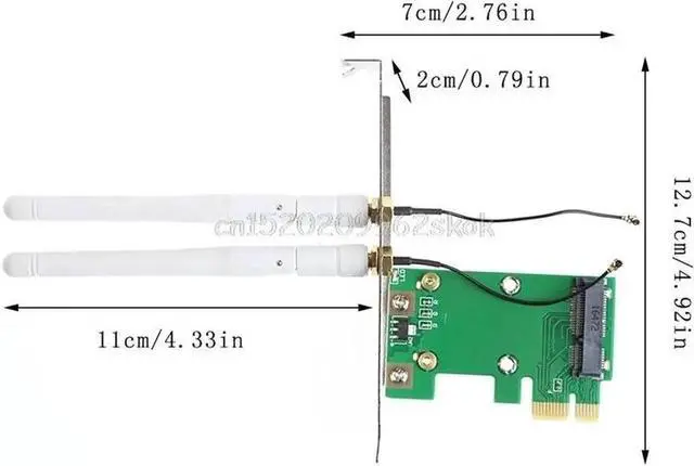 Alt view image 3 of 6 - Wireless Wifi Network Card Mini PCI-E To PCI-E 1X Desktop Adapter + 2 Antennas