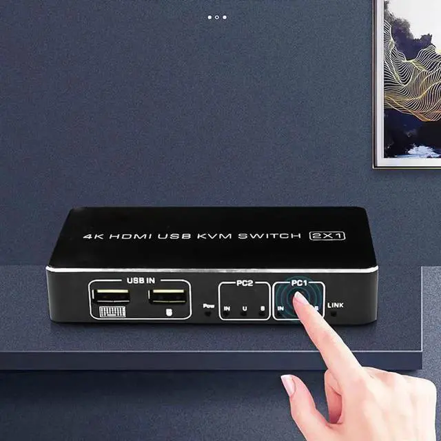 Alt view image 3 of 6 - 4K 60Hz 2 Port USB HDMI KVM Switch 1080p HDMI 2.0 Switcher 2X1 Support Keyboard Mouse Printer, Laptop To Monitor Video Converter