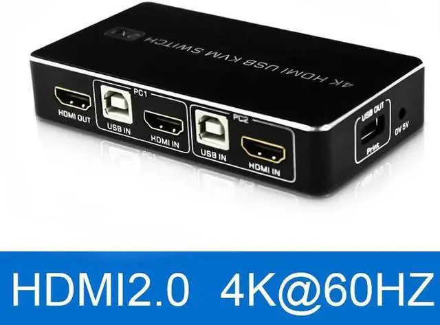 Alt view image 2 of 6 - 4K 60Hz 2 Port USB HDMI KVM Switch 1080p HDMI 2.0 Switcher 2X1 Support Keyboard Mouse Printer, Laptop To Monitor Video Converter