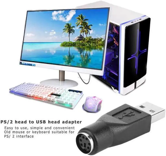 Alt view image 3 of 7 - USB 2.0 A Male to for PS2 Female Adapters 2Pcs/Pack Converter Splitter Connector for PC Keyboard Mouse