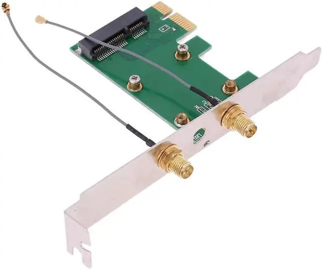 Alt view image 2 of 6 - Mini PCI-e to PCI-e Converter Wireless Network Card with 2 External Antenna Wireless Adapter for Desktop