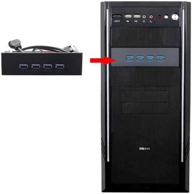 Alt view image 5 of 5 - Aomoproing USB 3.0 HUB 4 Ports Front Panel to Motherboard 20Pin Connector Cable for 5.25" CD-ROM Bay U3-110