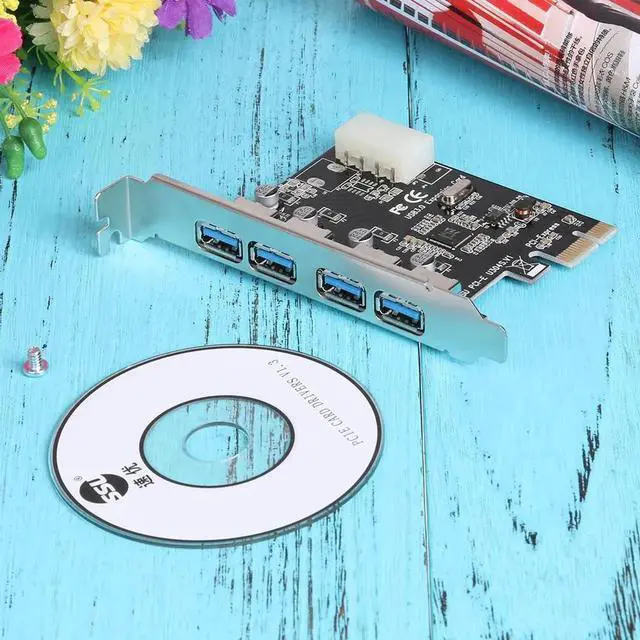 Alt view image 2 of 6 - Usb 3.0 pci Expansion Card 4 port PCI-E to USB3.0 Computer Expansion Card pcie usb adapter with 4pin power interface for win 10