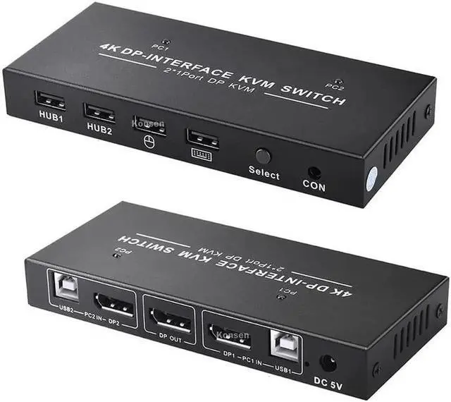 Main image of 2 Port Displayport KVM Switch 4K 60Hz USB DP KVM 2 in 1 out DP USB KVM Switch 2x1 For PC to share monitor mouse keyboard printer