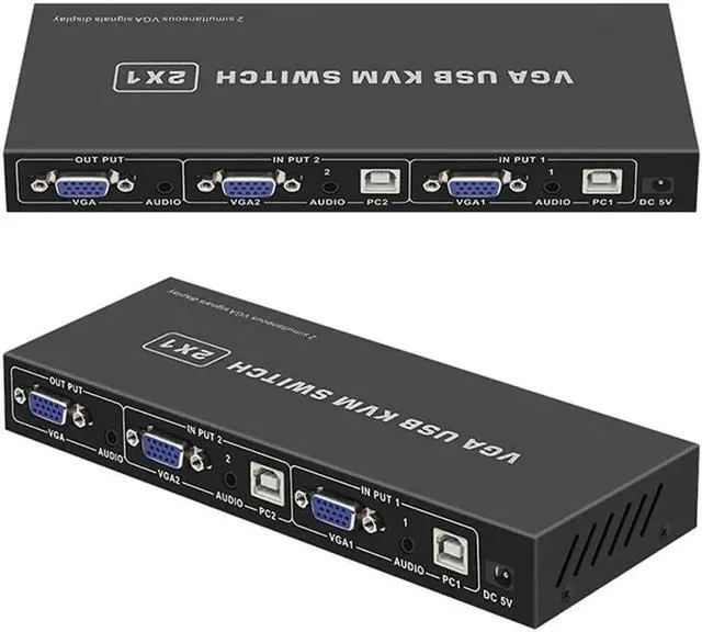 Alt view image 2 of 5 - USB VGA KVM Switch 2x1 2 port audio&video VGA Multi-viewer KVM function switcher box Multiviewer with Remote control