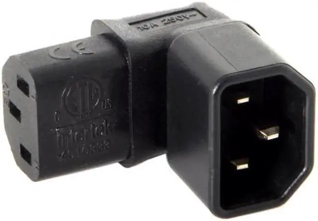 Alt view image 2 of 7 - Aomoproing IEC Male C14 to Up Direction Right Angled 90 Degree IEC Female C13 Power Extension Adapter