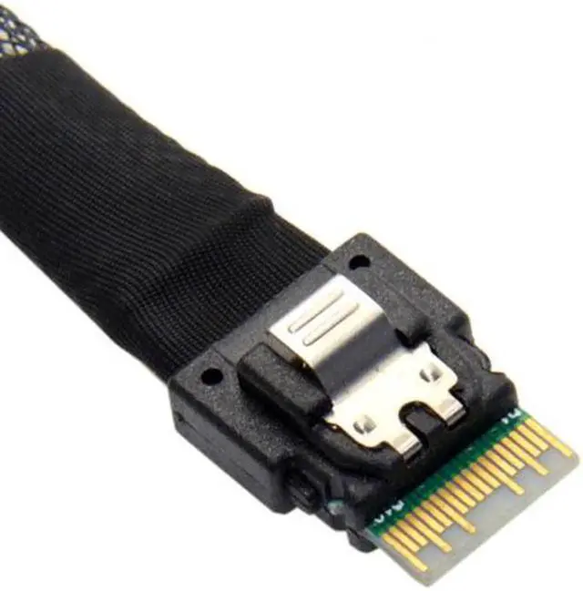Alt view image 6 of 7 - Aomoproing Slim Line SAS 4.0 SFF-8654 4i 38pin Host to 4 SATA 7pin Target Hard Disk Fanout Raid Cable 50cm