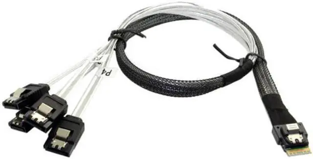 Alt view image 7 of 7 - Aomoproing Slim Line SAS 4.0 SFF-8654 4i 38pin Host to 4 SATA 7pin Target Hard Disk Fanout Raid Cable 50cm