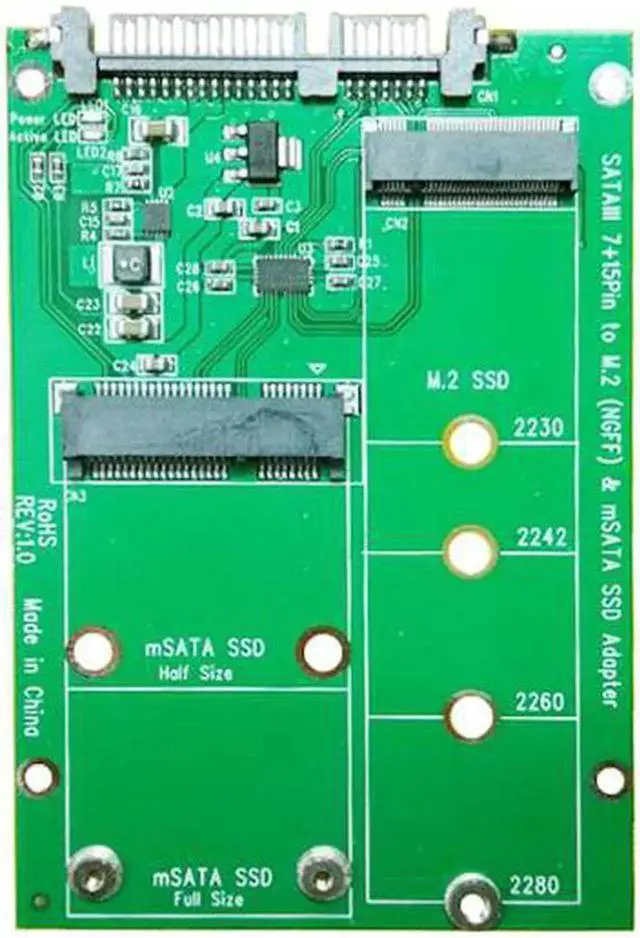 Alt view image 5 of 7 - Aomoproing 2 in 1 Combo Mini PCI- E 2 Lane M.2 NGFF & mSATA SSD to SATA 3.0 III Adapter Converter PCBA