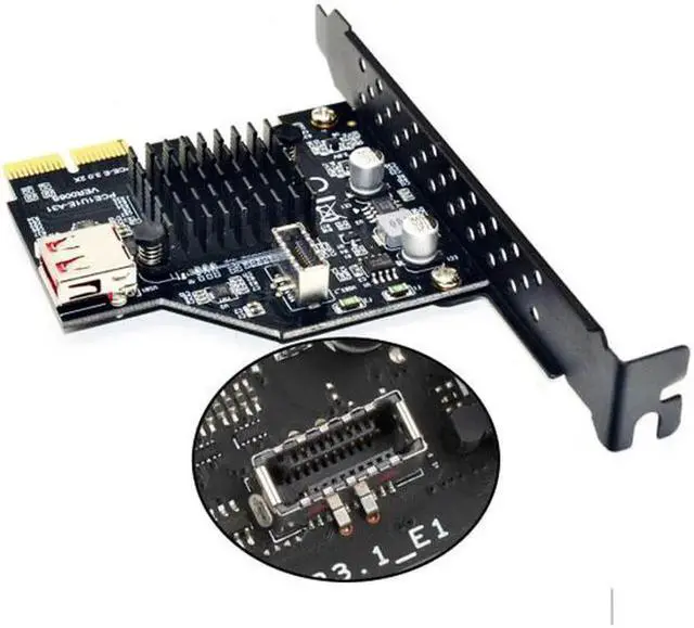 Alt view image 6 of 7 - Aomoproing USB 3.1 Front Panel Socket & USB 2.0 to PCI-E Express Card Adapter for Motherboard UC-136