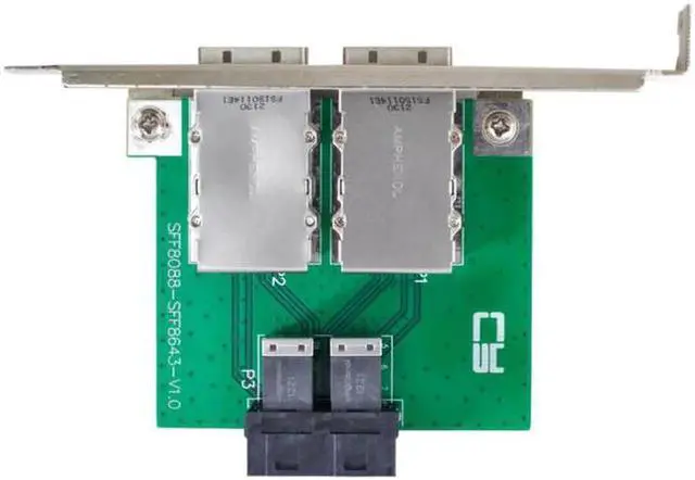 Main image of Aomoproing Dual Ports Mini SAS SFF-8088 To Internal SAS HD SFF-8643 PCBA Female Adapter With Low Profile Bracket
