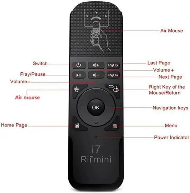 Alt view image 2 of 6 - Aomoproing Original Rii i7 Fly Air Mouse Remote Control mini i7 2.4G Wireless air mouse for Android TV Box X360 PS3 Smart Set top box PC