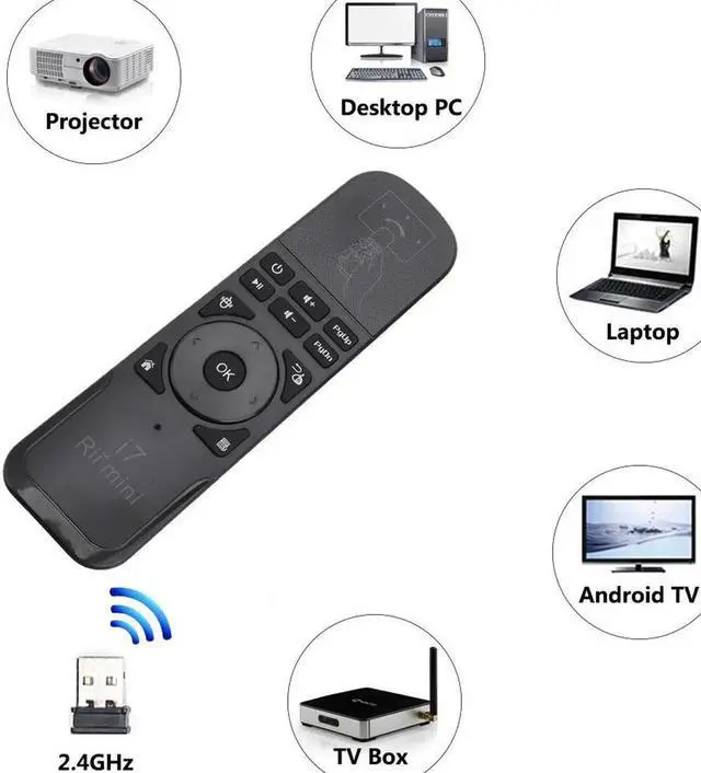 Alt view image 5 of 6 - Aomoproing Original Rii i7 Fly Air Mouse Remote Control mini i7 2.4G Wireless air mouse for Android TV Box X360 PS3 Smart Set top box PC