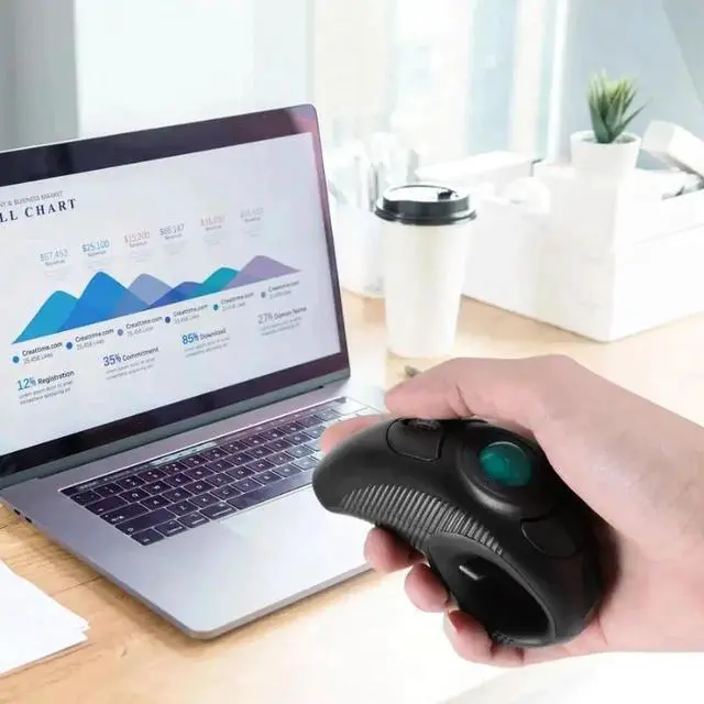 Alt view image 3 of 3 - Wireless 2.4G Left Hand Right Hand Mouse Ergonomics Y-10W Trackball Mouse Desktop Computer Accessories for Air Mouse