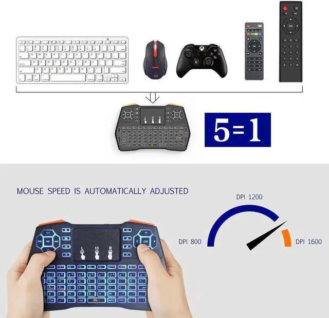 Alt view image 3 of 6 - Aomoproing Original VIBOTON i8 Plus 2.4G Wireless Keyboard Fly Air Mouse with Touchpad 3-Color Backlight For Laptop/Tablet/PC/TV box/Gamer