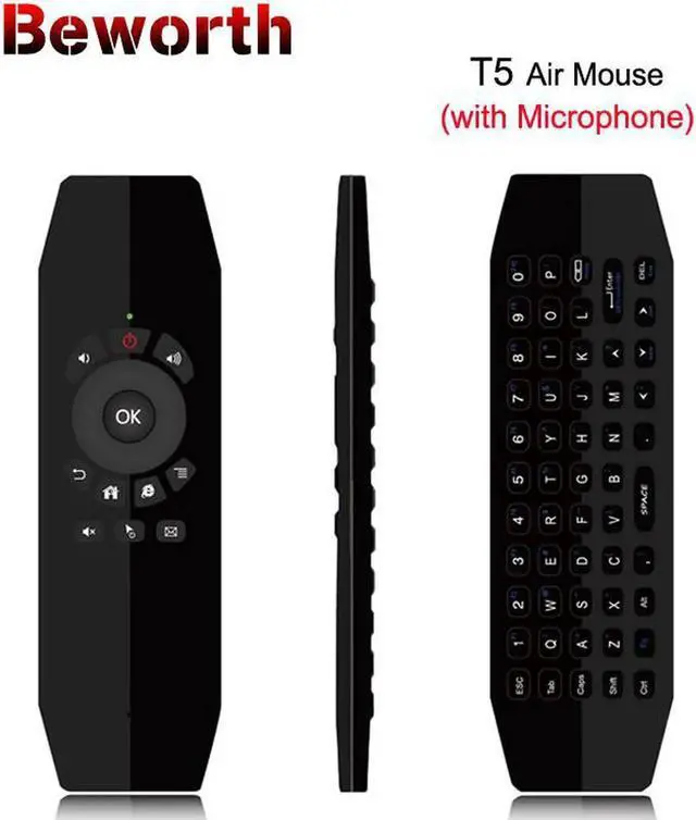 Main image of Aomoproing T5 Mic 2.4G Wireless Fly Air Mouse with Microphone Voice Universal Remote Control Keyboard IR Learning For Android TV Box PC T3