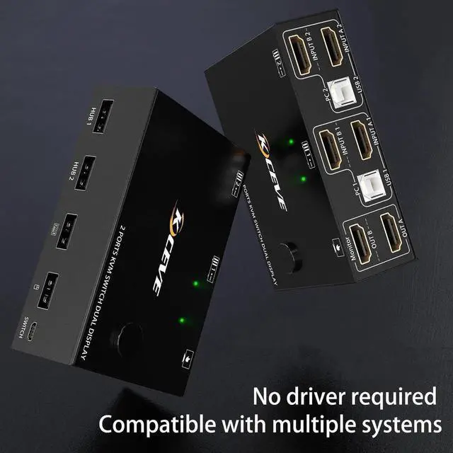 Alt view image 2 of 6 - KC-KVM202 HD KVM Switcher Dual Display Switcher up to 3840*2160@30Hz Video Resolution Plug and Play Wide Compatibility