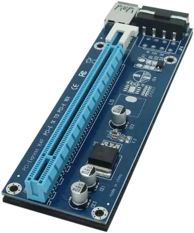 Alt view image 6 of 6 - PCI-E Riser Card PCI Express 1X 2X 4X 8X 16X Graphics Card Raiser 4Pin SATA PCIe Riser Board for Bitcoin Mining BTC Miner