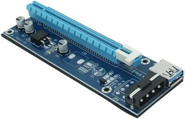 Alt view image 2 of 6 - PCI-E Riser Card PCI Express 1X 2X 4X 8X 16X Graphics Card Raiser 4Pin SATA PCIe Riser Board for Bitcoin Mining BTC Miner