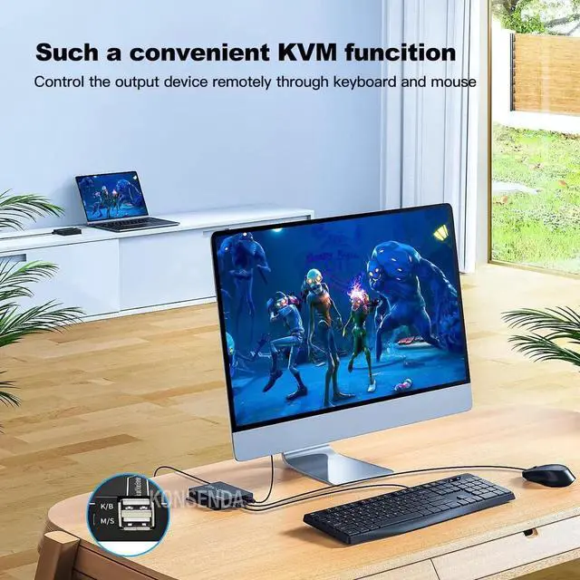 Alt view image 5 of 6 - 60M HDMI KVM Extender over Cat5e Cat6 1080P HDMI USB KVM Extender Transmit with Loop out Support USB Keyboard Mouse Extension