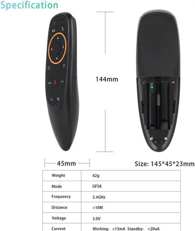 Alt view image 5 of 6 - Aomoproing kebidu 2.4GHz Wireless G10 Fly Air Mouse G10s For Gyro Sensing Game With Voice Control Mini Remote Control For Android Tv Box
