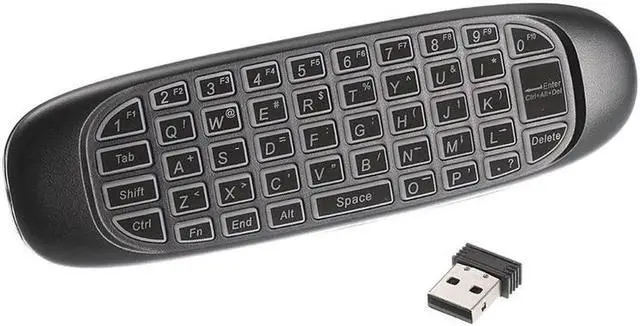Alt view image 2 of 6 - Aomoproing C120 Backlight Fly Air Mouse Wireless Game Keyboard Rechargeable 2.4GHz Universal Smart Controle Remote for Android TV Box PC