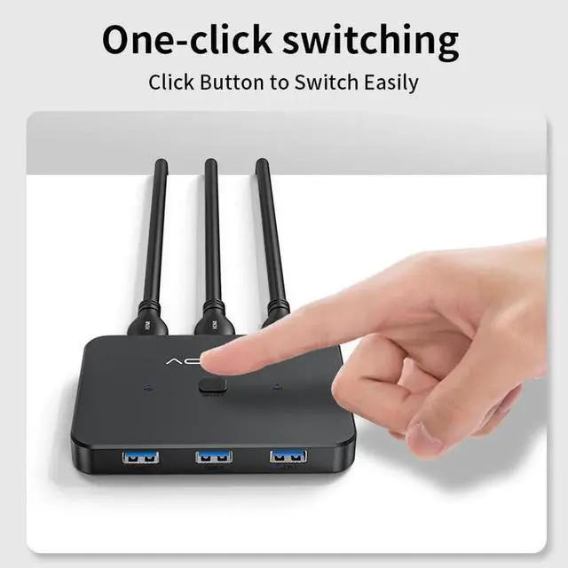 Alt view image 4 of 6 - USB HDMI KVM Switch 2 in 1 out 4K@60Hz HDMI Switcher Extended 4 Ports USB3.0 Hub with HDMI 2.0 Cables for Computer Laptop