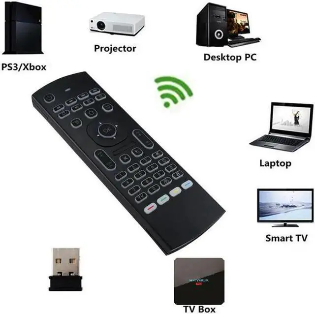 Alt view image 2 of 6 - Aomoproing MX3 MX3-L Backlit Air Mouse T3 Smart Remote Control 2.4G RF Wireless Keyboard For Android Linux Mac OS Gyro remote MX3L