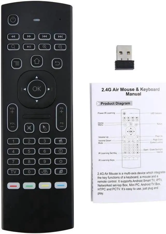 Alt view image 6 of 6 - Aomoproing MX3 MX3-L Backlit Air Mouse T3 Smart Remote Control 2.4G RF Wireless Keyboard For Android Linux Mac OS Gyro remote MX3L