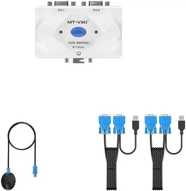 Alt view image 4 of 6 - MT-VIKI VGA KVM Switch Computer Shared Monitor USB Keyboard Mouse 2 in 1 out hot key switch MT-201KL